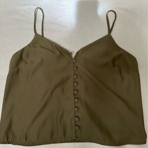 CAD- size small- cropped olive green blouse with buttons
